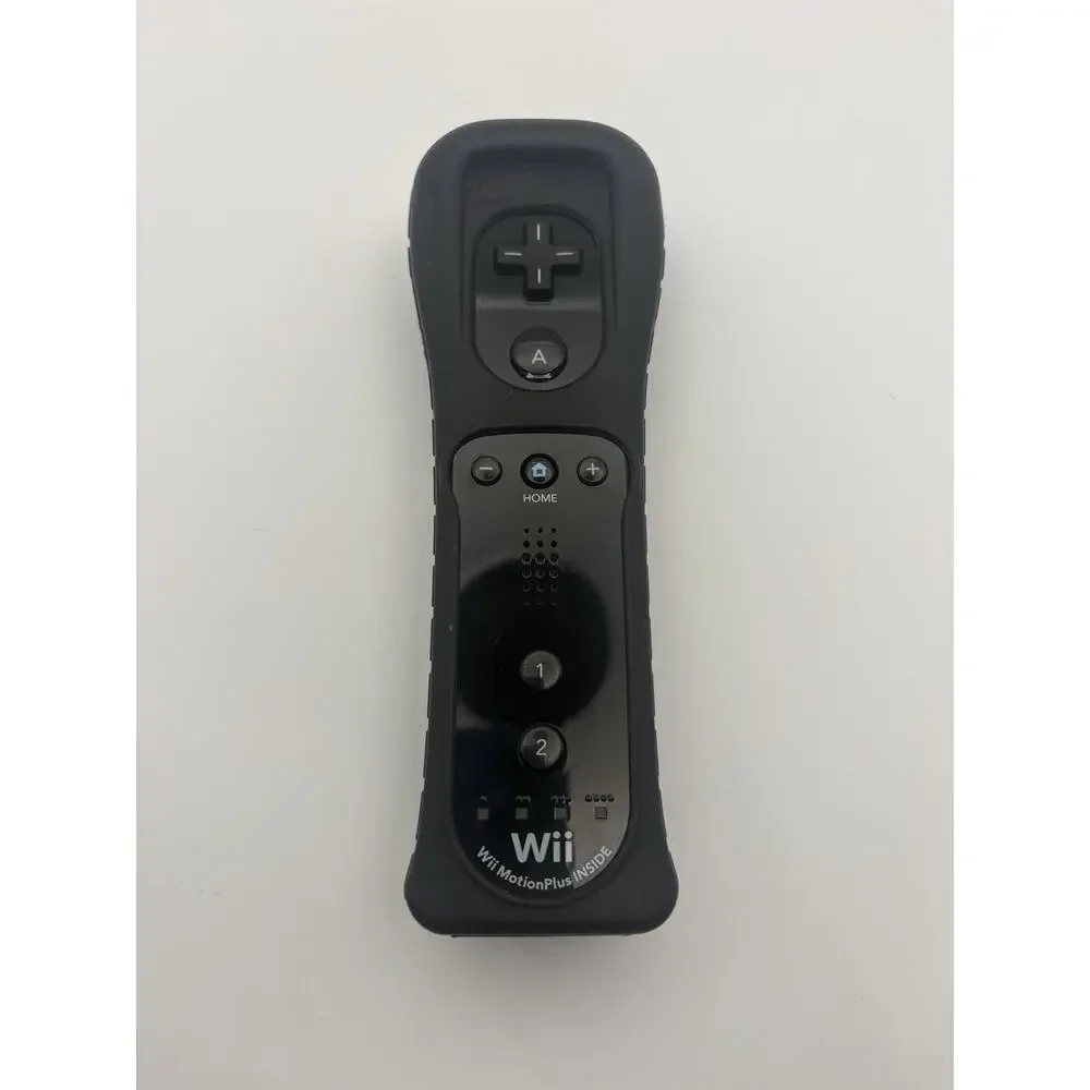 OEM Nintendo Wii Motion Plus Black Controller RVL-036 W/ Silicone Cover Tested